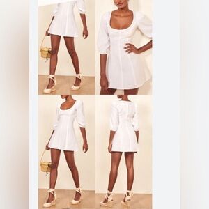 Reformation white Maxine linen puff sleeve dress size 4